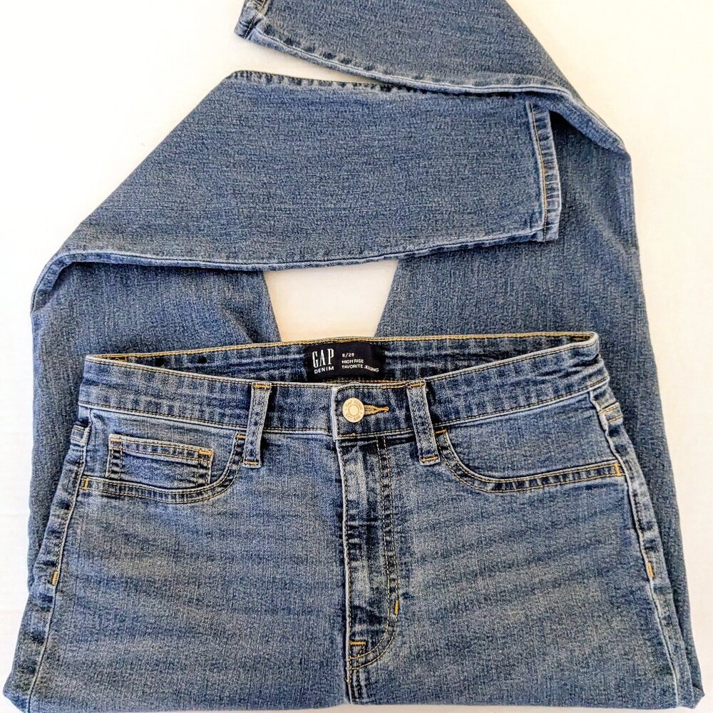 GAP Women's High Rise Straight Leg Favorite Jegging  Size 29  Blue